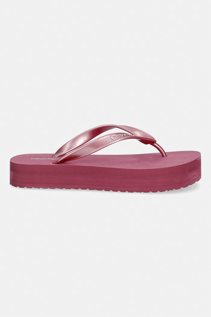 Calvin Klein șlapi pentru femei FLATFORM FLIP FLOP MET TPU HW0HW03120 roz SS26