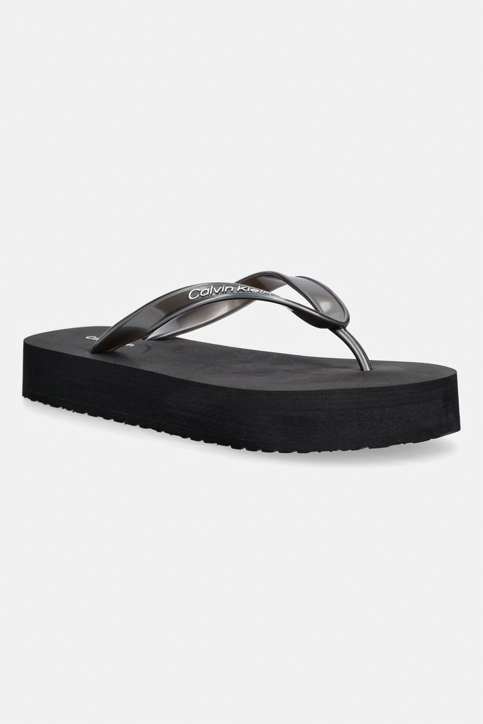 Calvin Klein japonki damskie FLATFORM FLIP FLOP MET TPU czarny HW0HW03120