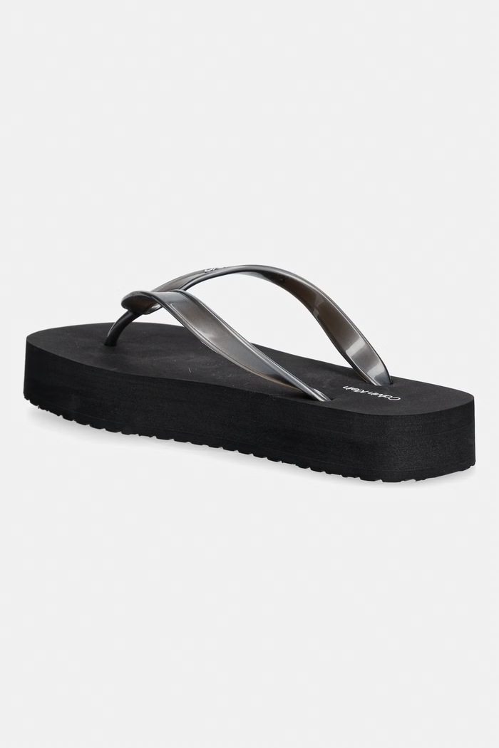 Obuwie Calvin Klein japonki damskie FLATFORM FLIP FLOP MET TPU HW0HW03120 czarny