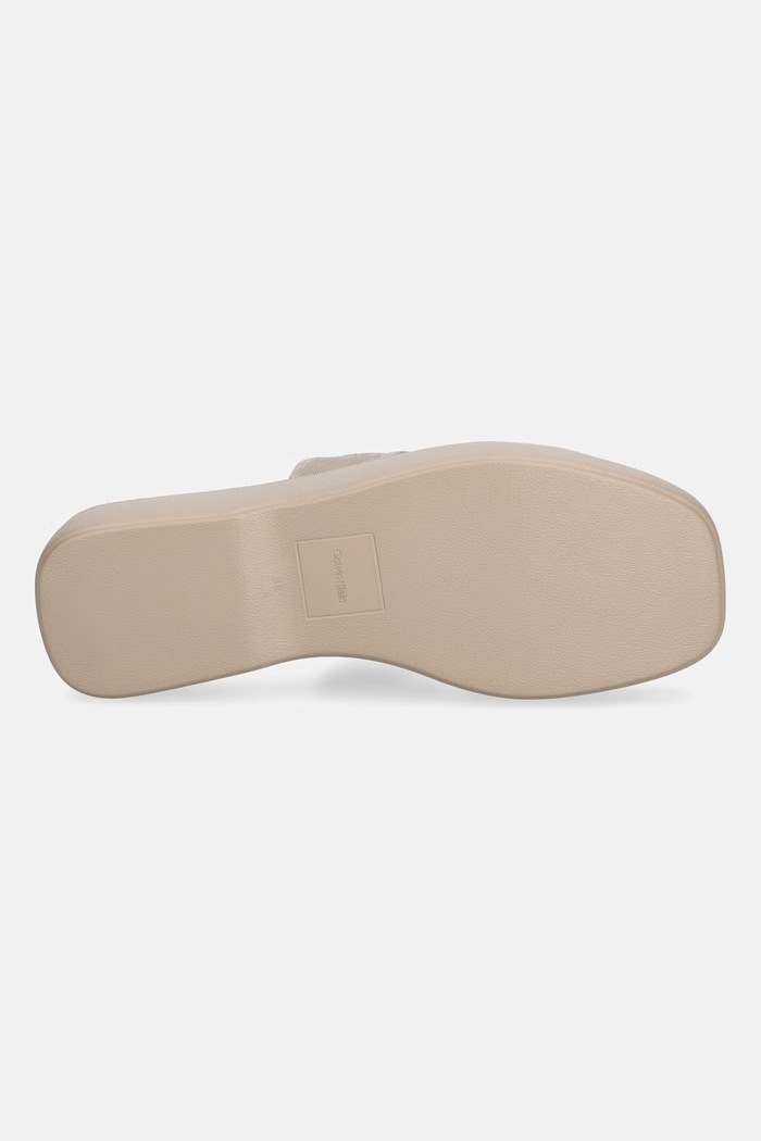 Calvin Klein šľapky dámske FLATFORM SNDL WEBBING HW0HW02878 béžová