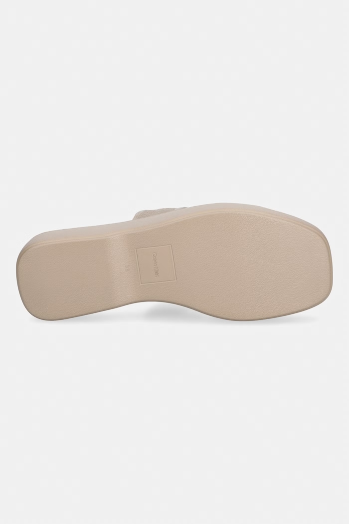 Calvin Klein šľapky dámske FLATFORM SNDL WEBBING HW0HW02878 béžová