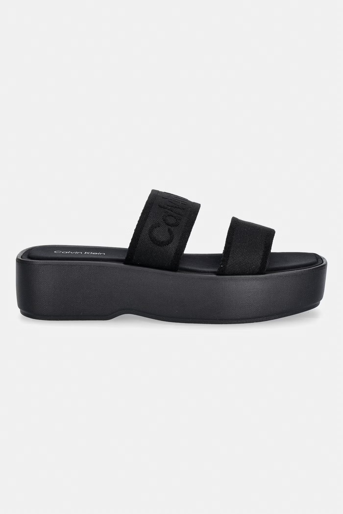 Calvin Klein šľapky dámske FLATFORM SNDL WEBBING HW0HW02878 čierna SS26