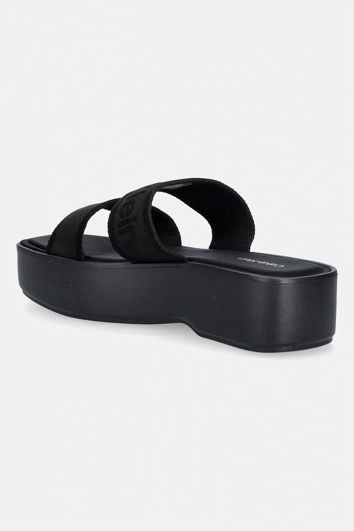 Obuv Calvin Klein šľapky dámske FLATFORM SNDL WEBBING HW0HW02878 čierna