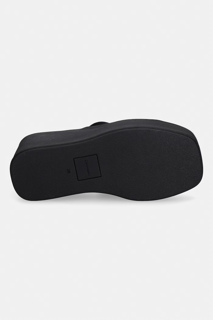 Calvin Klein klapki na koturnie damskie WEDGE 70 SNDL CANV MG HW0HW03134 czarny