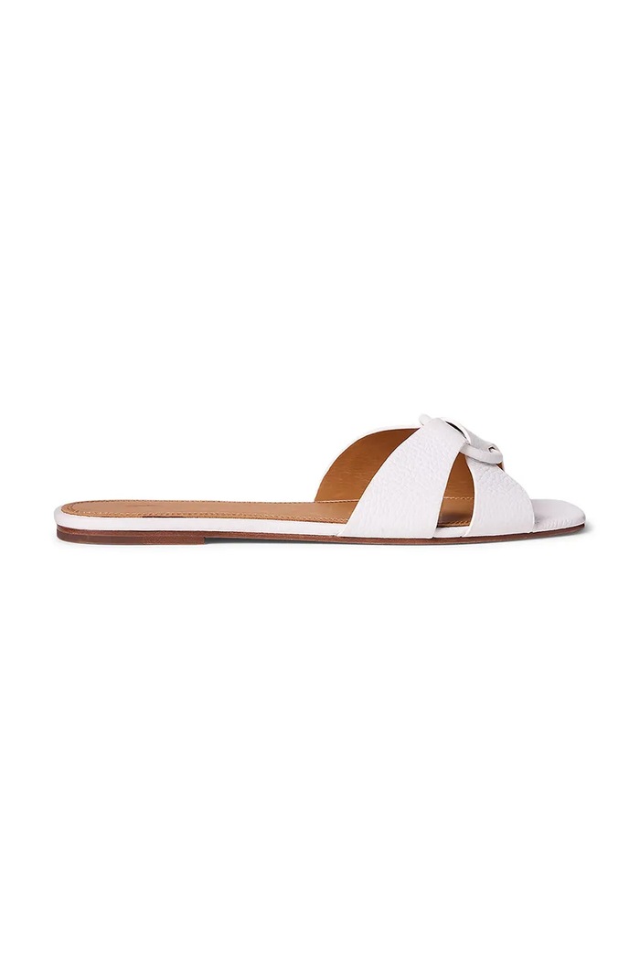Δερμάτινες παντόφλες Polo Ralph Lauren Plo Rng Br Sandal φλατ λευκό 818955858004.100