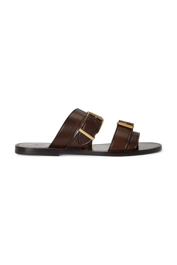 Kožené žabky Polo Ralph Lauren Bkle Slide usňová koža hnedá 818P01589003
