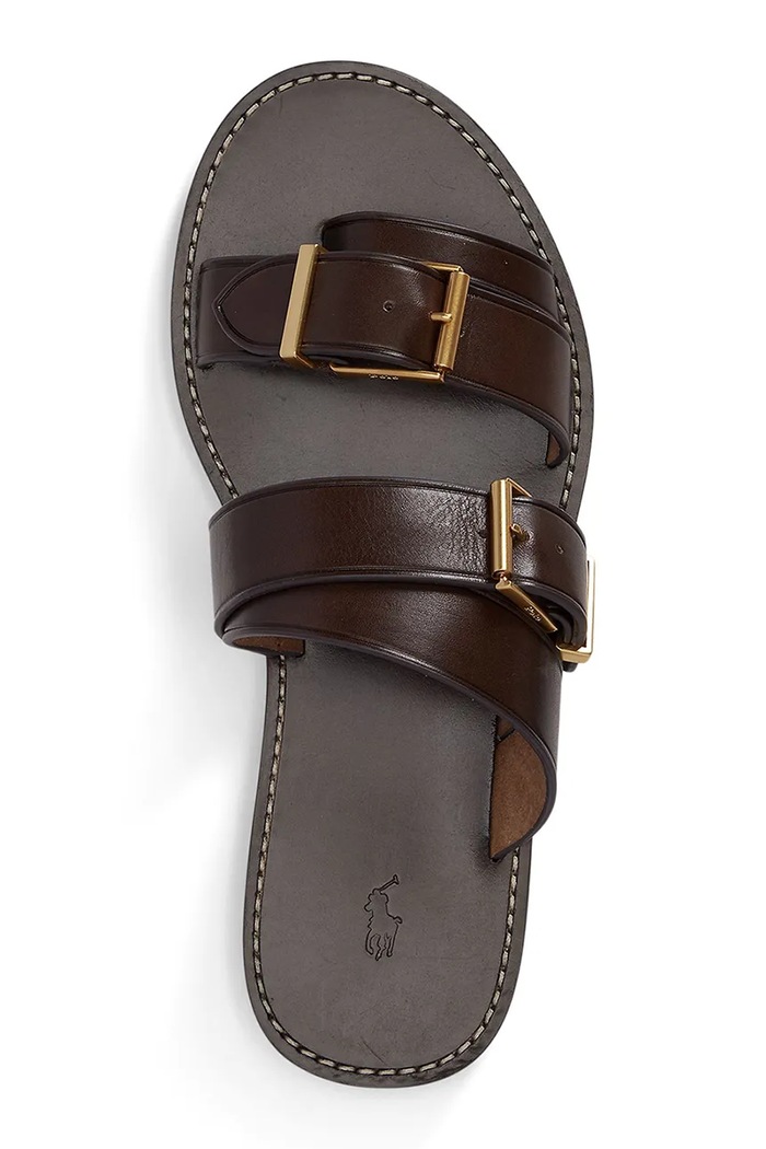 Kožené žabky Polo Ralph Lauren Bkle Slide hnedá 818P01589003
