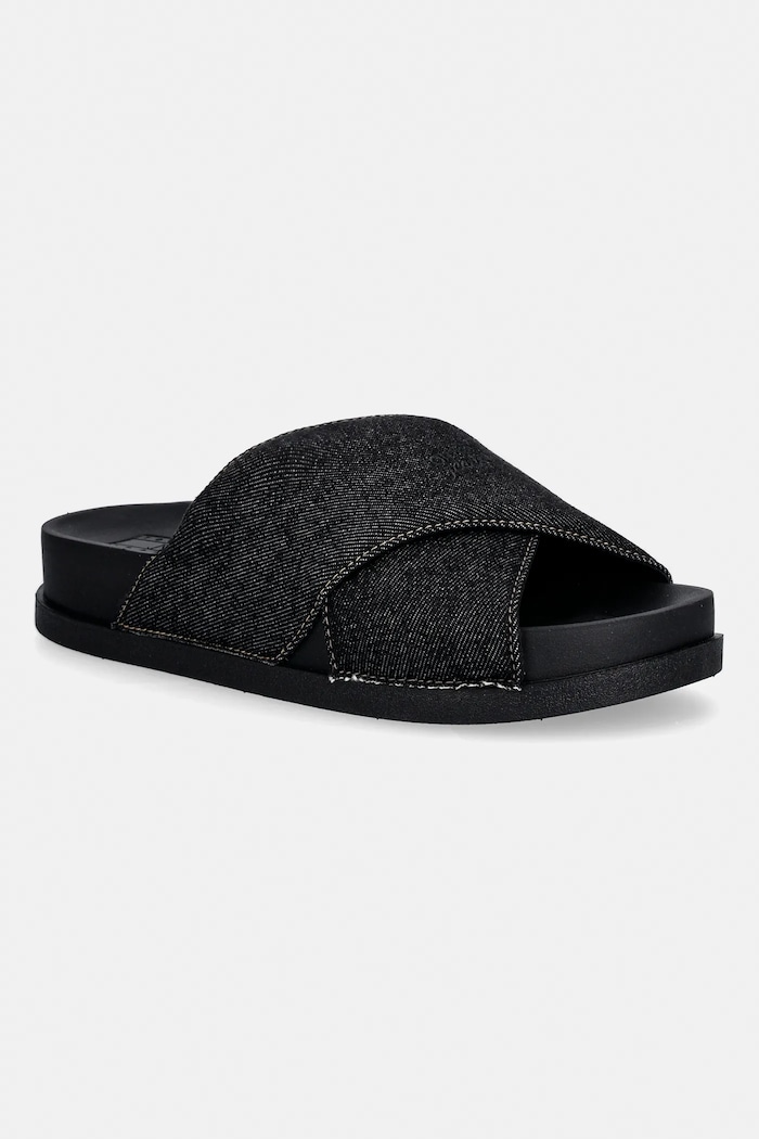 Tommy Jeans papucs TJW COMFORT SLIDES WASHED DENIM textil sötétkék EN0EN02898