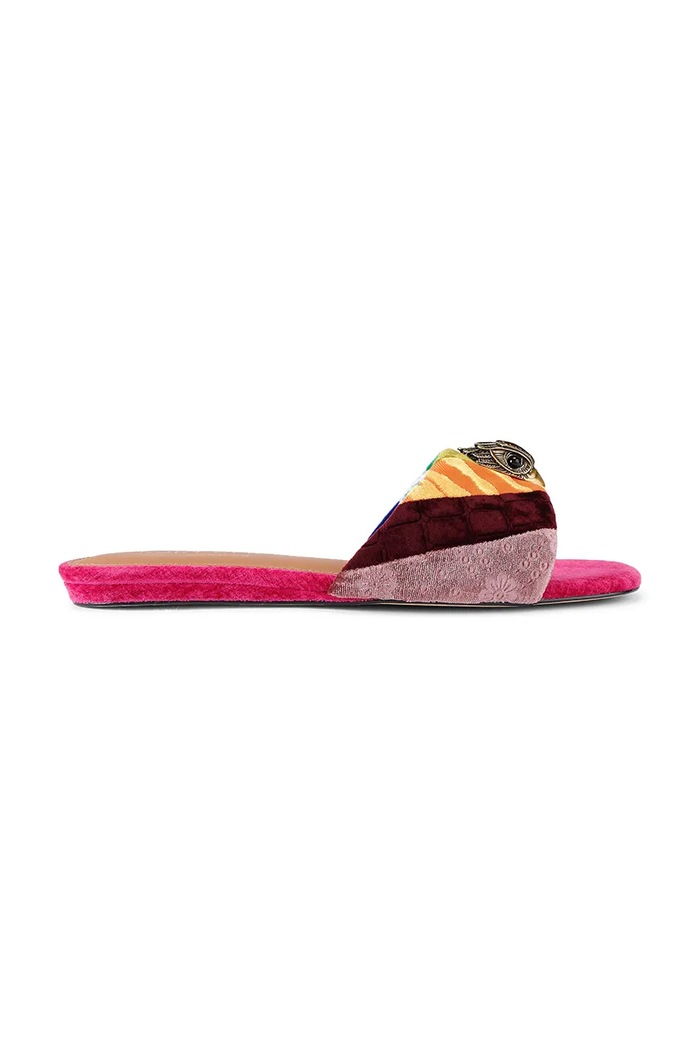 Kurt Geiger London ciabatte slide in pelle Kensington Flat Sandal pelle fiore rosa 8496169789