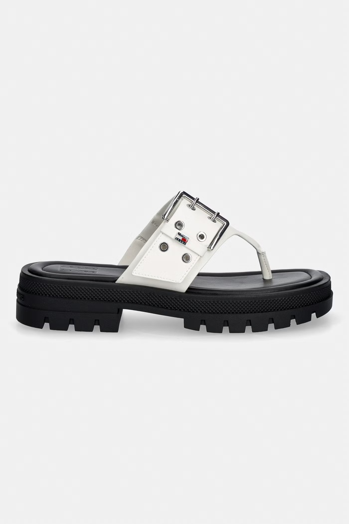 Tommy Jeans șlapi pentru femei TJW BUCKLE SANDAL EN0EN02948 alb SS26