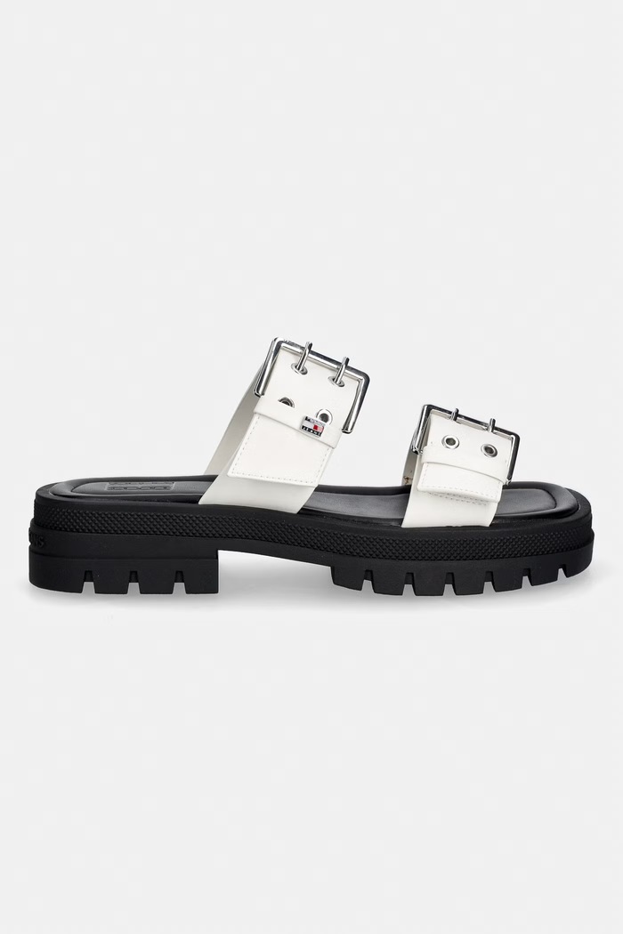 Tommy Jeans klapki damskie TJW BUCKLE STRAPS SANDAL EN0EN02966 biały SS26