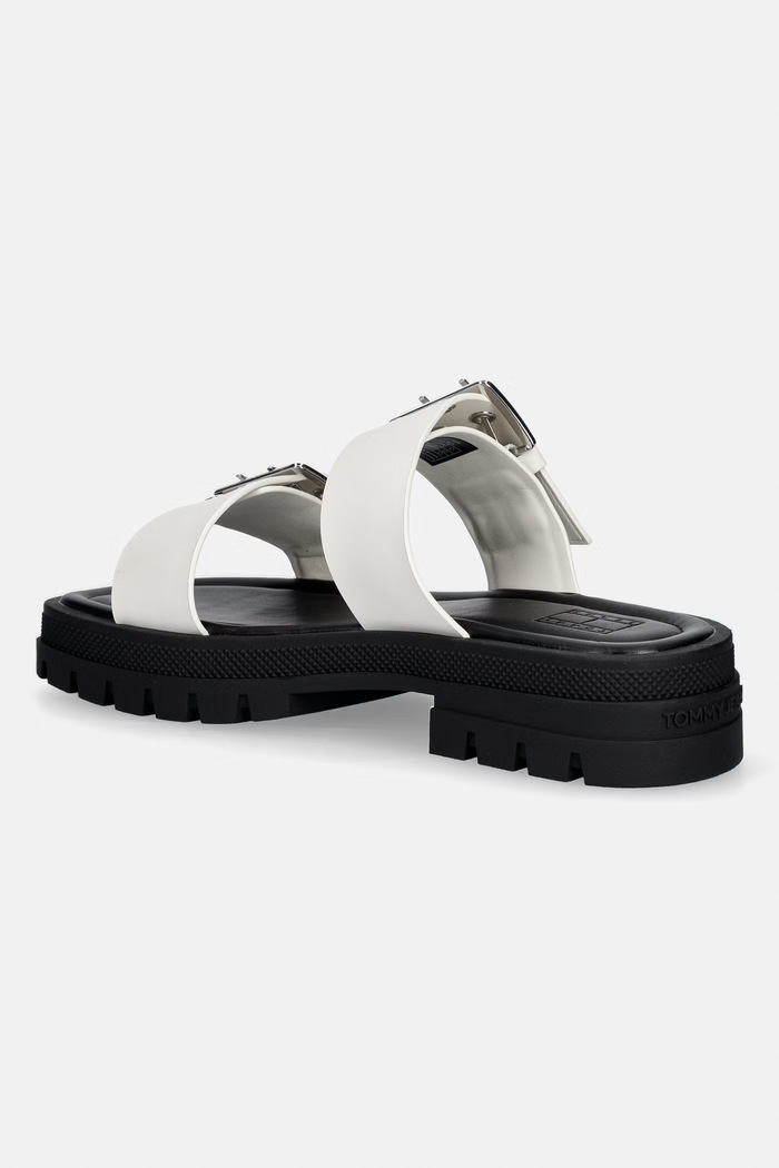Obuwie Tommy Jeans klapki damskie TJW BUCKLE STRAPS SANDAL EN0EN02966 biały