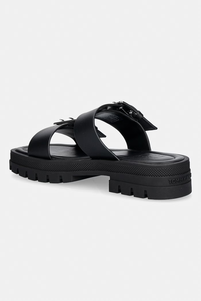 Obuwie Tommy Jeans klapki damskie TJW BUCKLE STRAPS SANDAL EN0EN02966 czarny