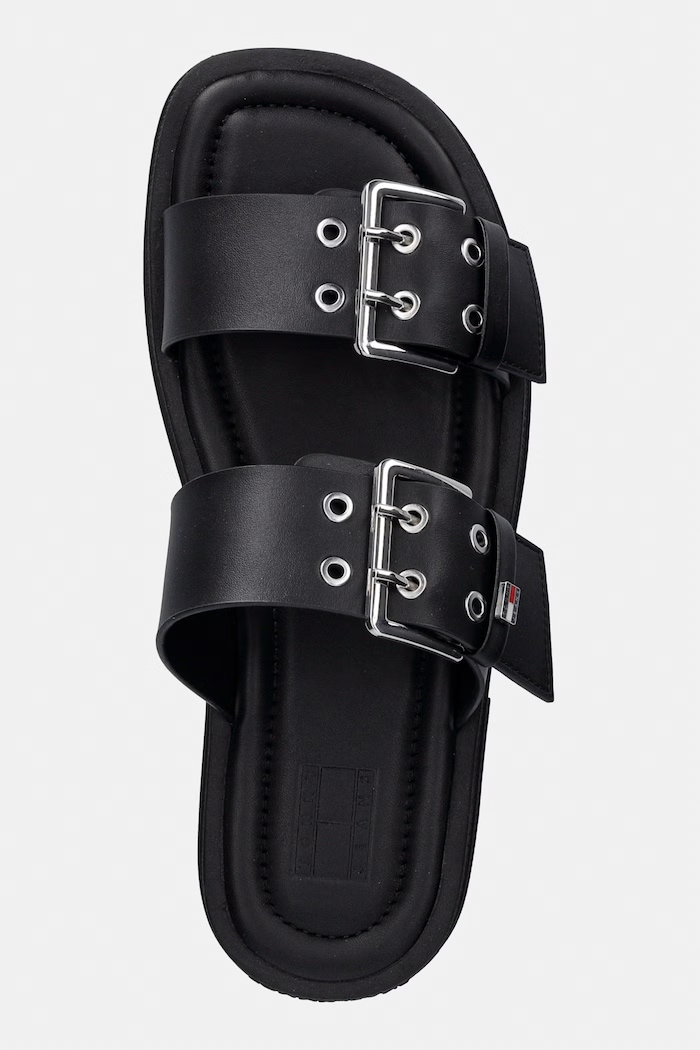 Tommy Jeans klapki damskie TJW BUCKLE STRAPS SANDAL czarny EN0EN02966