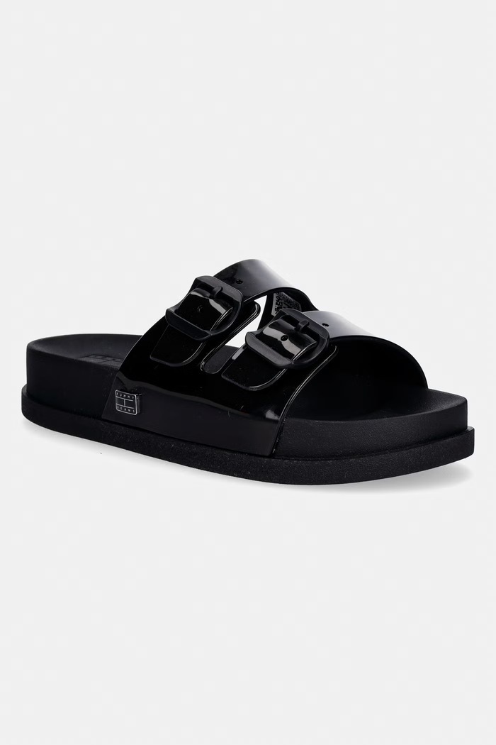 Tommy Jeans klapki damskie TJW COMFORT JELLY SLIDES czarny EN0EN02974