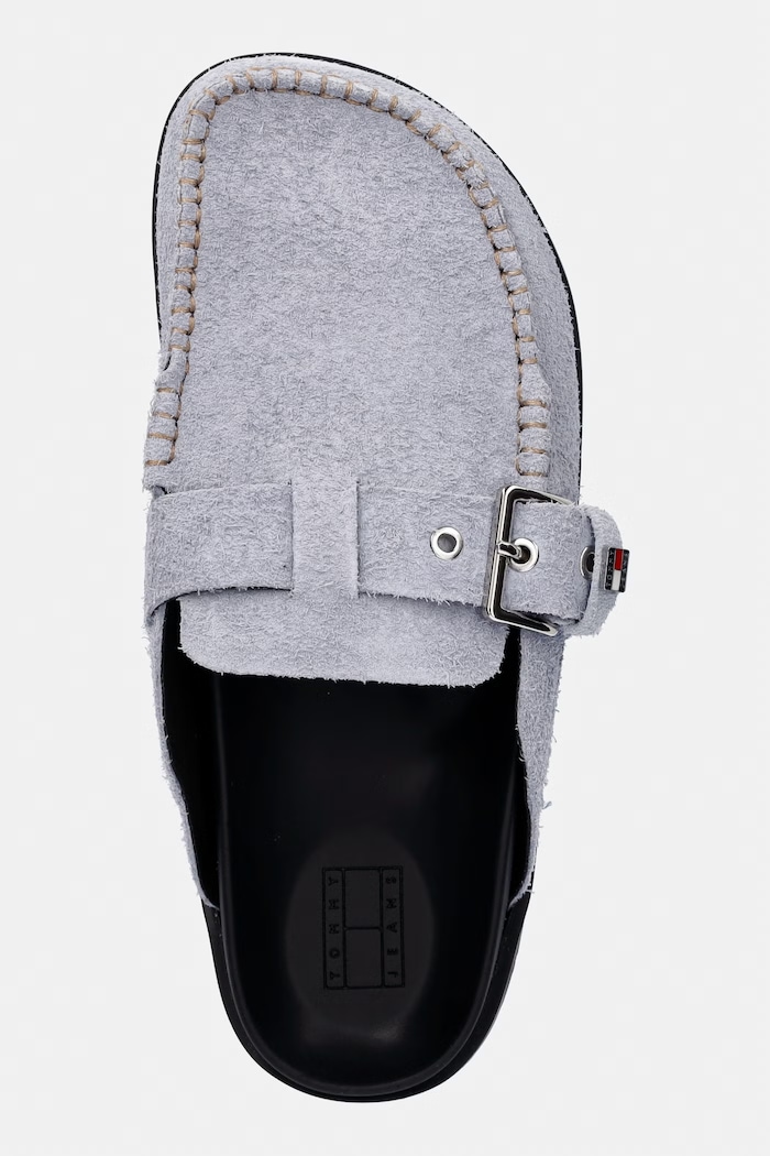 Tommy Jeans klapki mules damskie zamszowe TJW COMFORT SUEDE MULE niebieski EN0EN03038