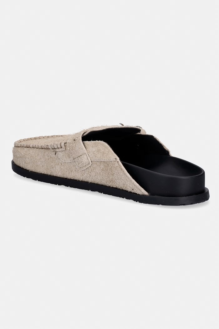 Obuwie Tommy Jeans klapki mules damskie zamszowe TJW COMFORT SUEDE MULE EN0EN03038 beżowy