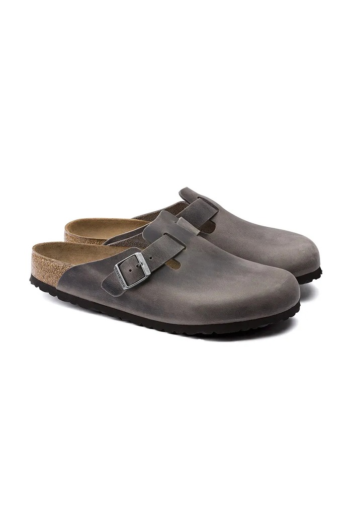 Încălțăminte Birkenstock Boston papuci mocasini pentru femei din piele întoarsă 1013256 gri