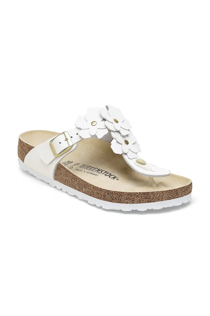 Birkenstock șlapi pentru femei, din piele Gizeh 1026735 alb SS26