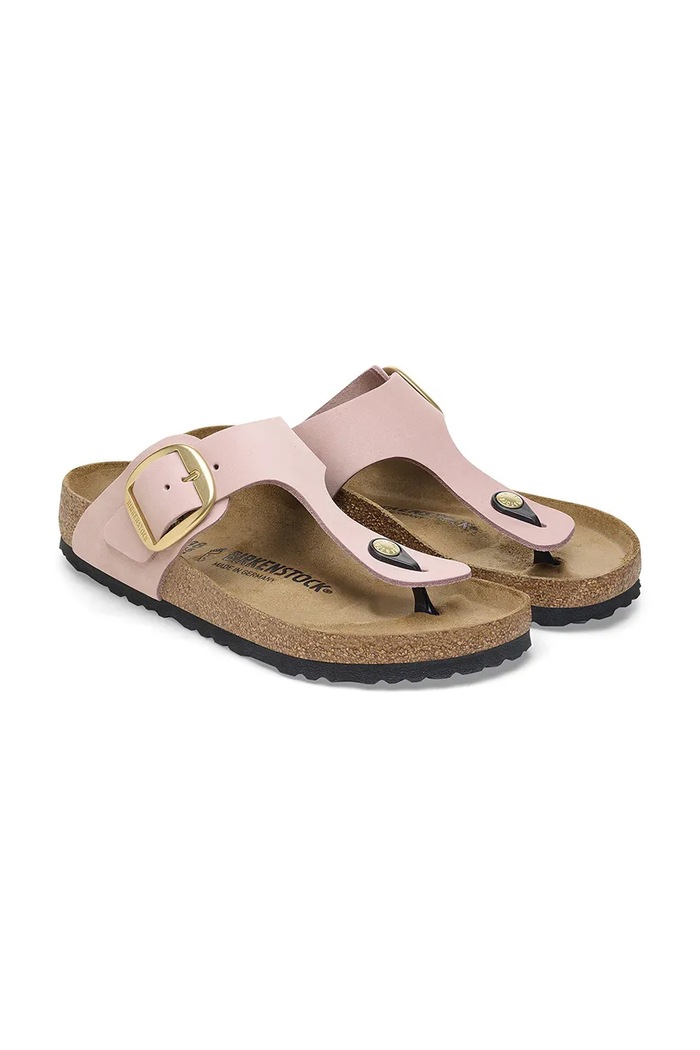 Obuwie Birkenstock japonki damskie nubukowe Gizeh Big Buckle 1027095 różowy