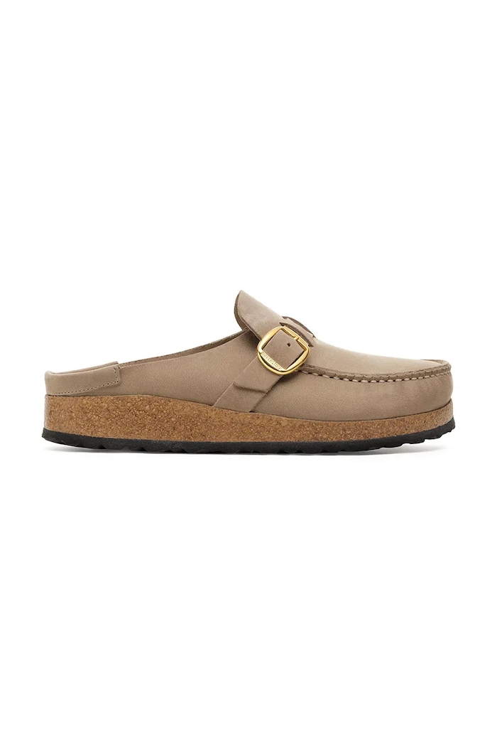 Birkenstock šľapky mules dámske semišové Buckley usňová koža béžová 1030443