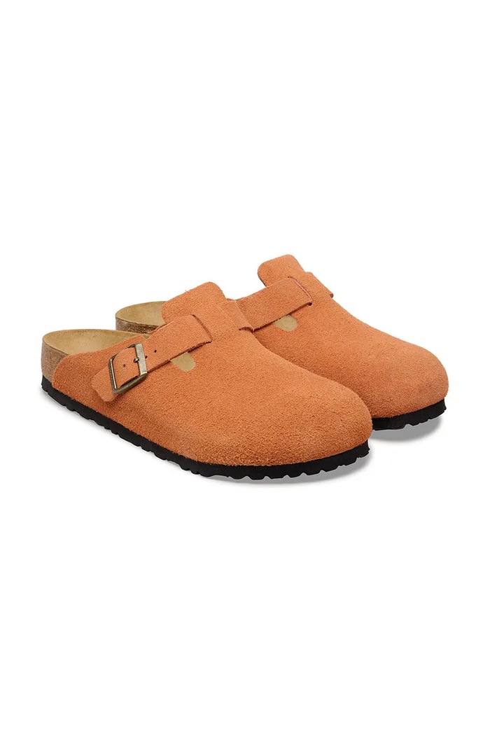 Obuwie Birkenstock klapki mules damskie zamszowe Boston 1031162 pomarańczowy