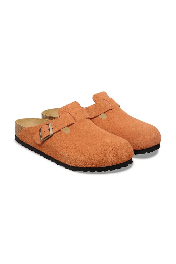 Obuwie Birkenstock klapki mules damskie zamszowe Boston 1031162 pomarańczowy