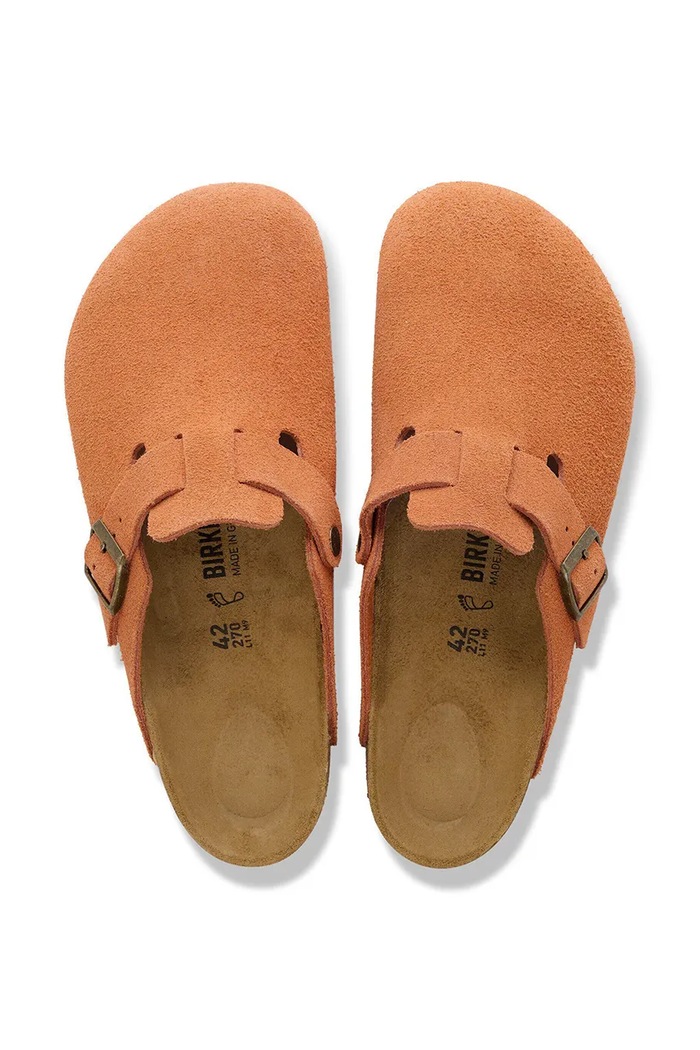 Birkenstock klapki mules damskie zamszowe Boston pomarańczowy 1031162