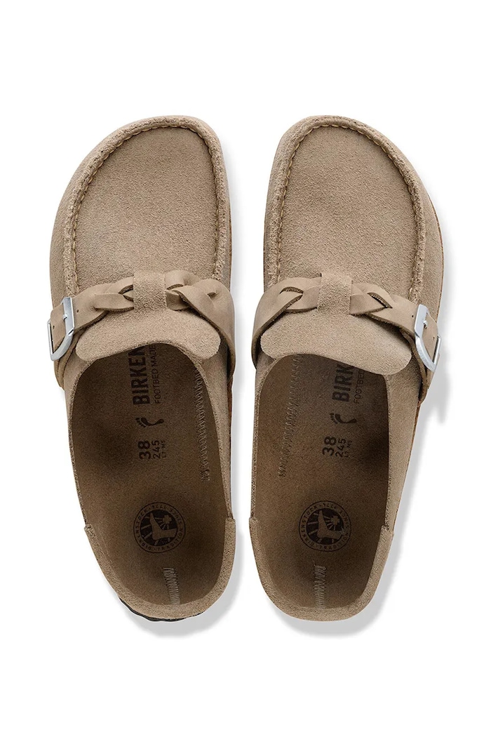 Birkenstock Buckley papuci mocasini pentru femei din piele întoarsă bej 1031455