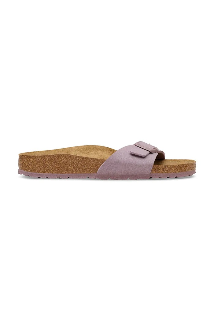Birkenstock klapki na płaskim obcasie damskie Madrid syntetyczny fioletowy 1031464