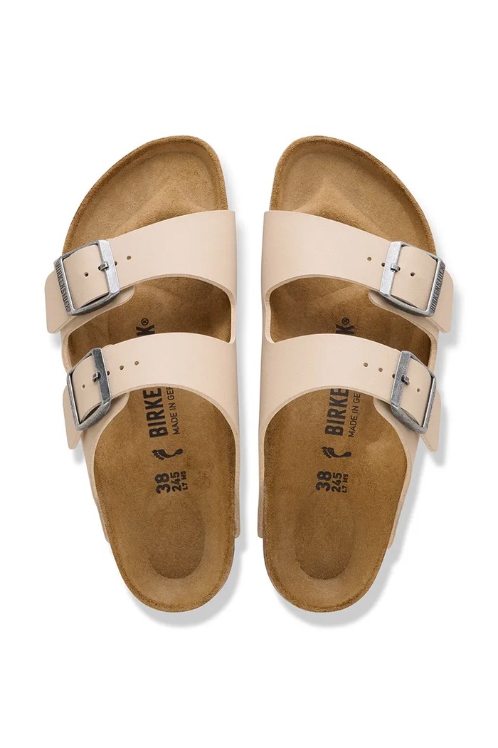 Birkenstock Arizona klapki na płaskim obcasie damskie beżowy 1031501