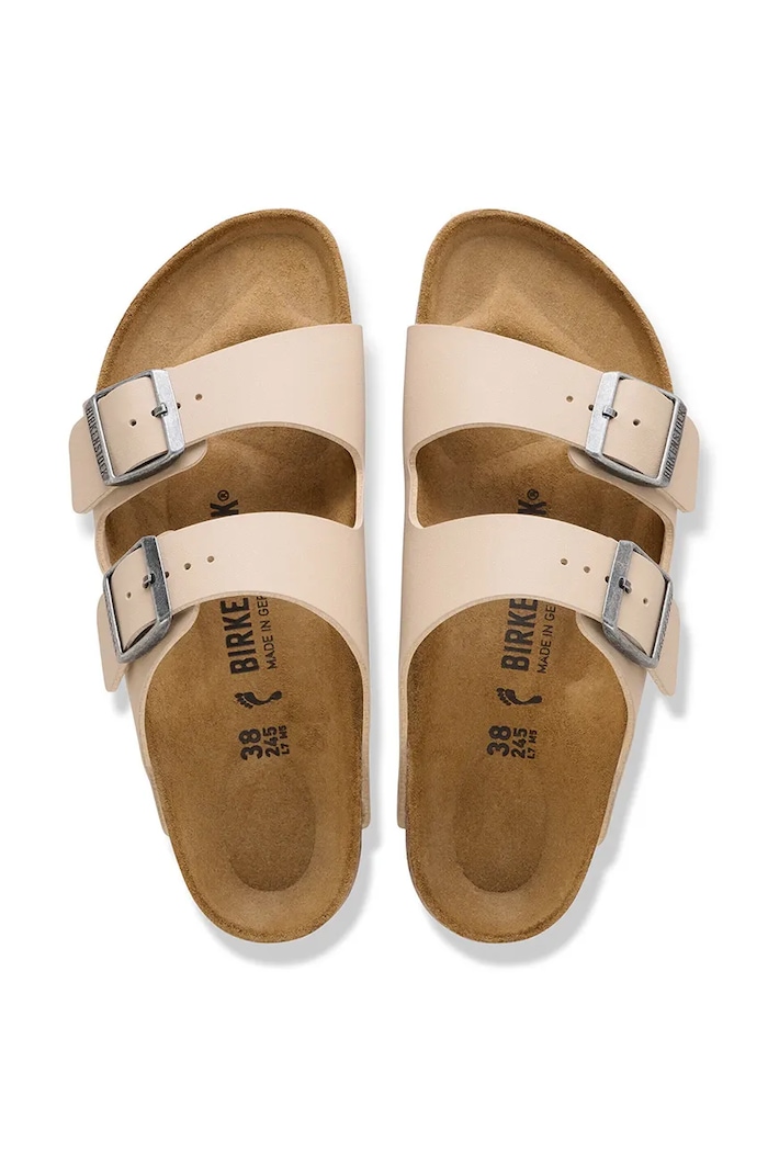 Birkenstock Arizona klapki na płaskim obcasie damskie beżowy 1031501