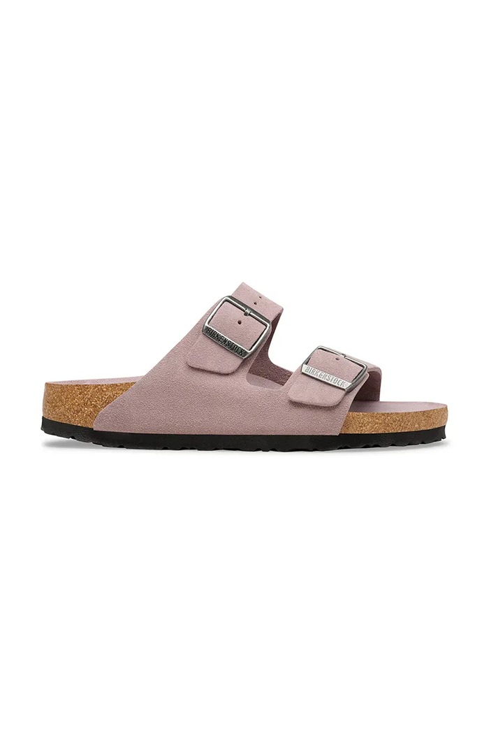 Birkenstock klapki damskie zamszowe Arizona płaski fioletowy 1031596