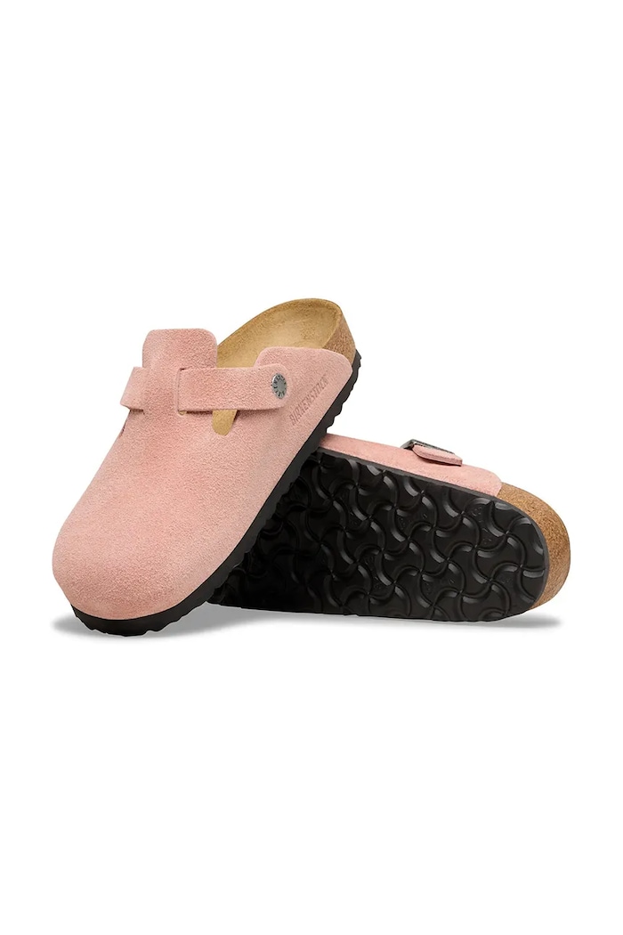 Birkenstock Boston papuci mocasini pentru femei din piele întoarsă 1031635 roz