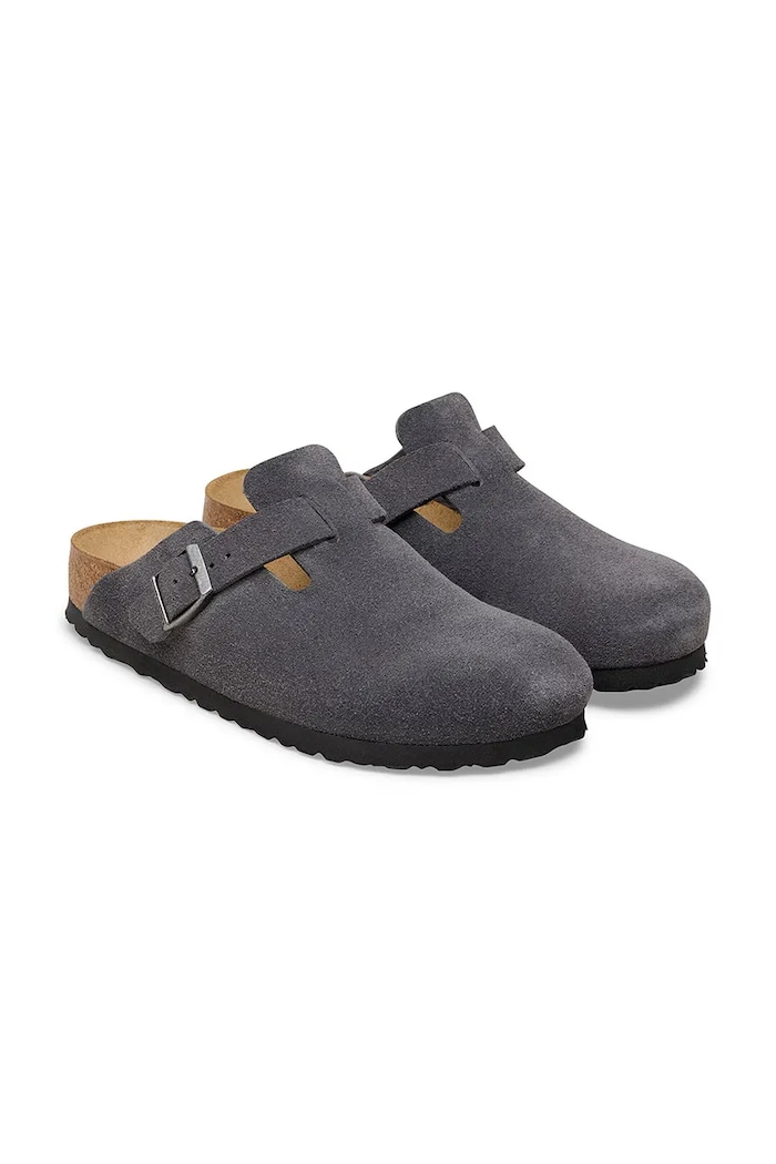 Încălțăminte Birkenstock Boston papuci mocasini pentru femei din piele întoarsă 1031678.N gri