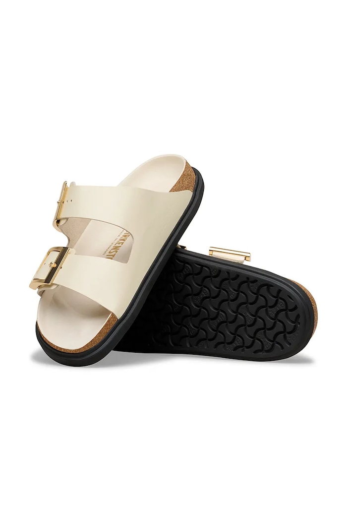 Birkenstock Arizona Droplet Buckle papuci cu toc plat pentru femei piele bej 1031809