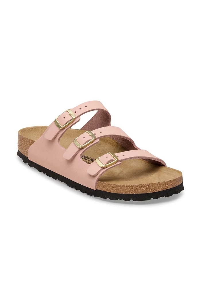 Birkenstock klapki na płaskim obcasie damskie nubukowe Florida 1031813.N różowy SS26