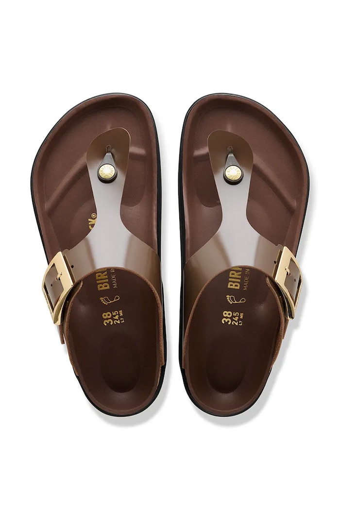 Birkenstock japonki skórzane Gizeh Droplet Buckle 1031838 brązowy