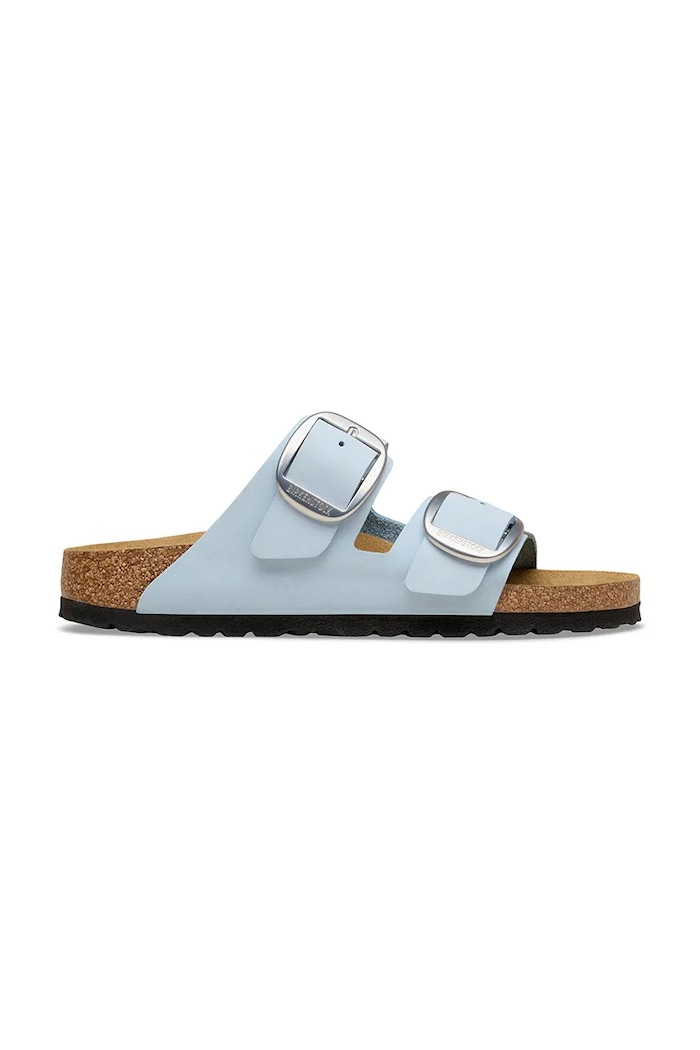 Birkenstock klapki damskie skórzane Arizona Big Buckle płaski niebieski 1031860.N