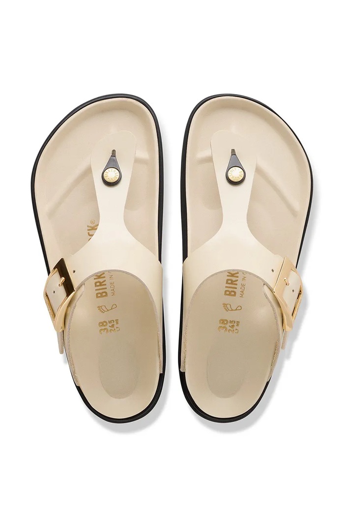 Birkenstock japonki skórzane Gizeh Droplet Buckle 1031861 beżowy