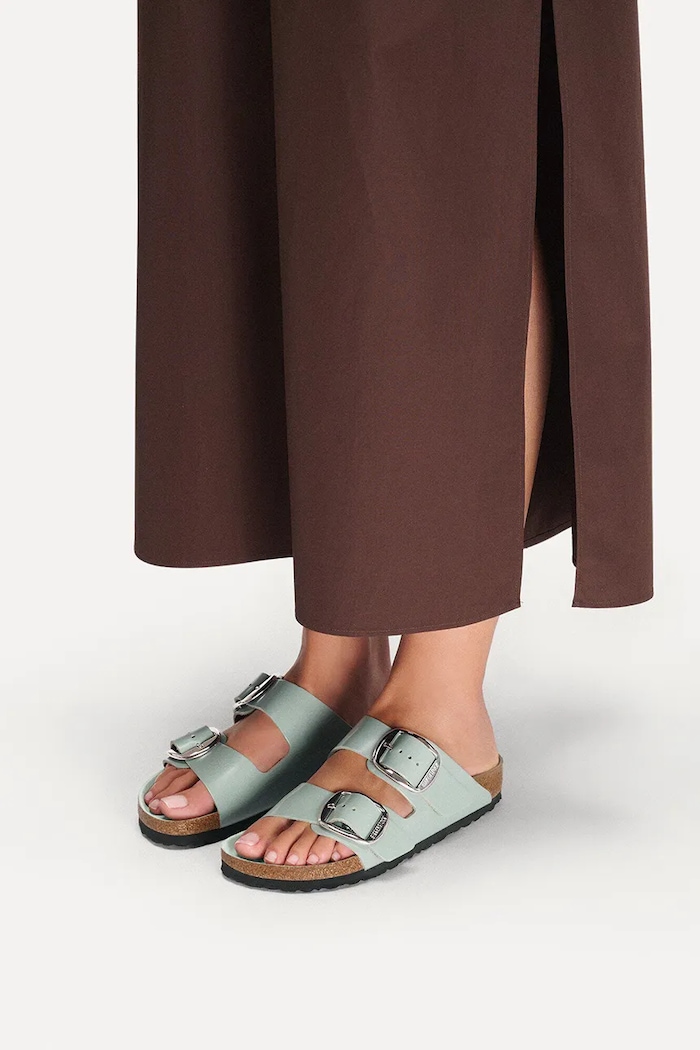 Birkenstock klapki na płaskim obcasie damskie skórzane Arizona Big Buckle 1031882.N