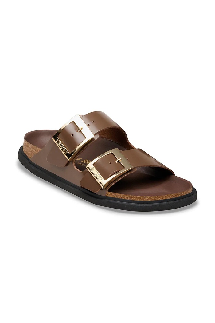 Γυναικείες δερμάτινες σαγιονάρες Birkenstock Arizona Droplet Buckle 1031910 καφέ SS26