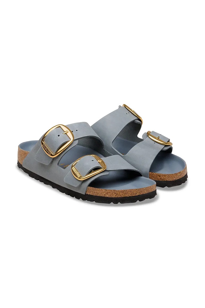 Obuwie Birkenstock klapki damskie skórzane Arizona Big Buckle 1032027 szary