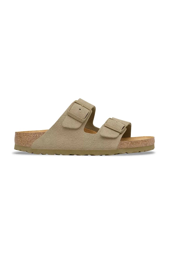 Birkenstock klapki damskie zamszowe Arizona płaski zielony 1032061