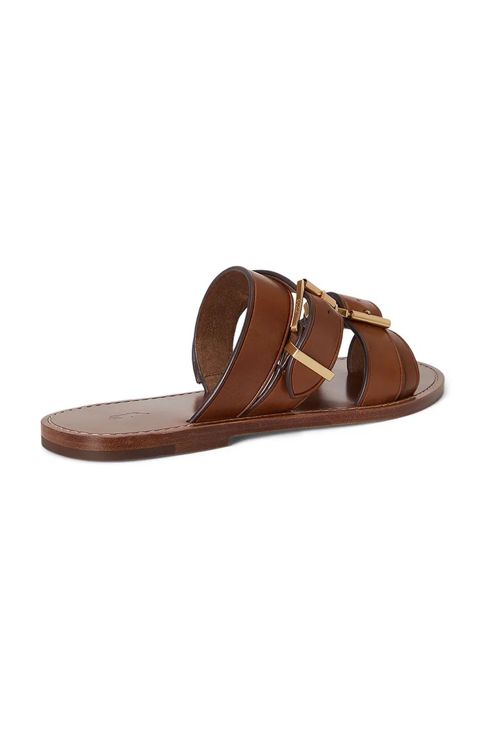 Обувки Кожени чехли Polo Ralph Lauren Bkle Slide 818P01589001.200 кафяв