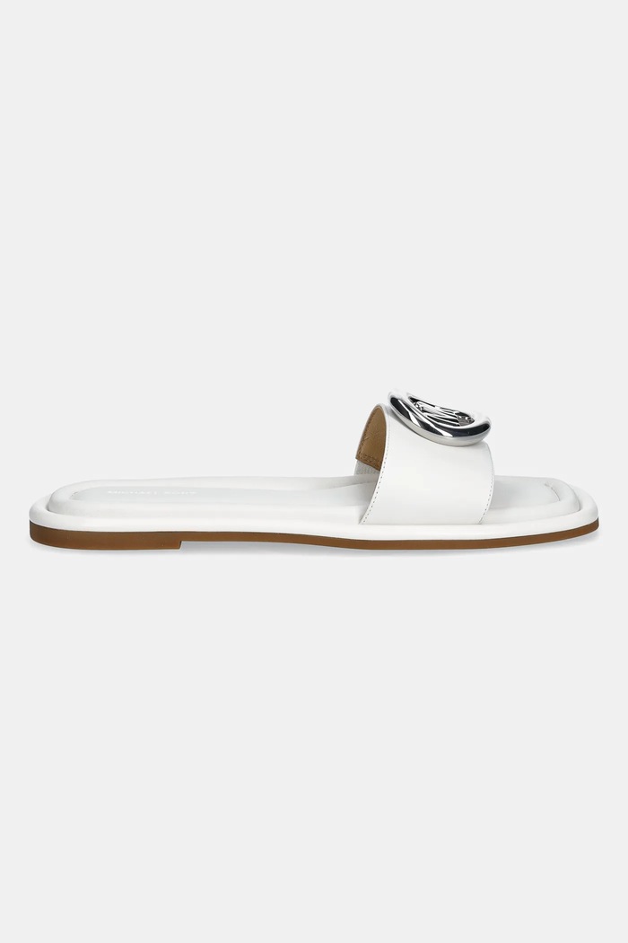 Δερμάτινες παντόφλες MICHAEL Michael Kors Milan Slide 40R6MLFS1L.085 λευκό SS26