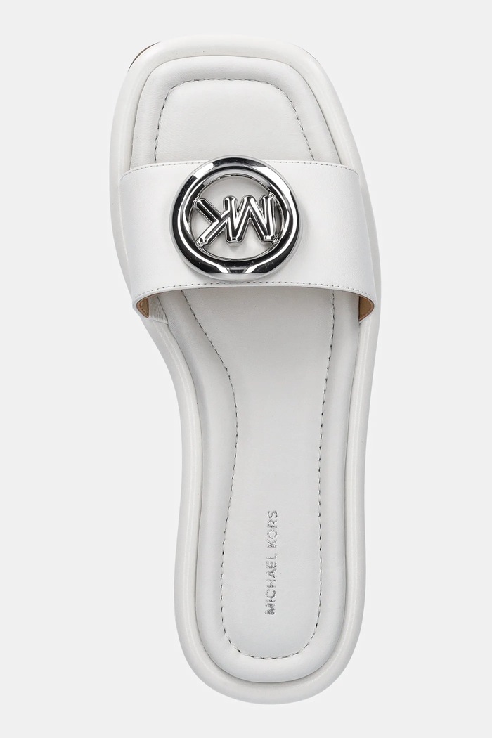 Δερμάτινες παντόφλες MICHAEL Michael Kors Milan Slide λευκό 40R6MLFS1L.085