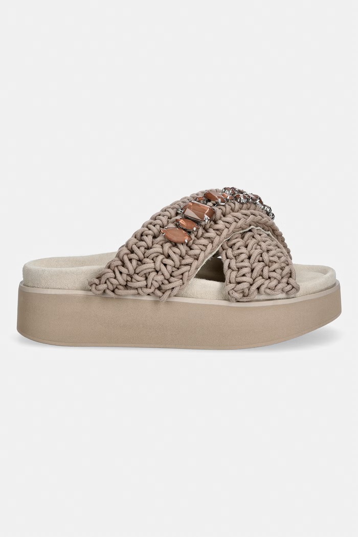 Inuikii Джапанки женски Woven Stones Platform 1004.005.0043.163 бежов SS26