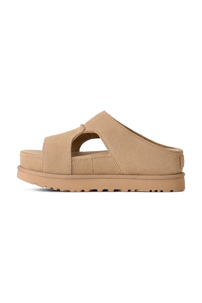 Semišové pantofle UGG W Goldenstar Hi Cutout Slide béžová 1175132.SAN