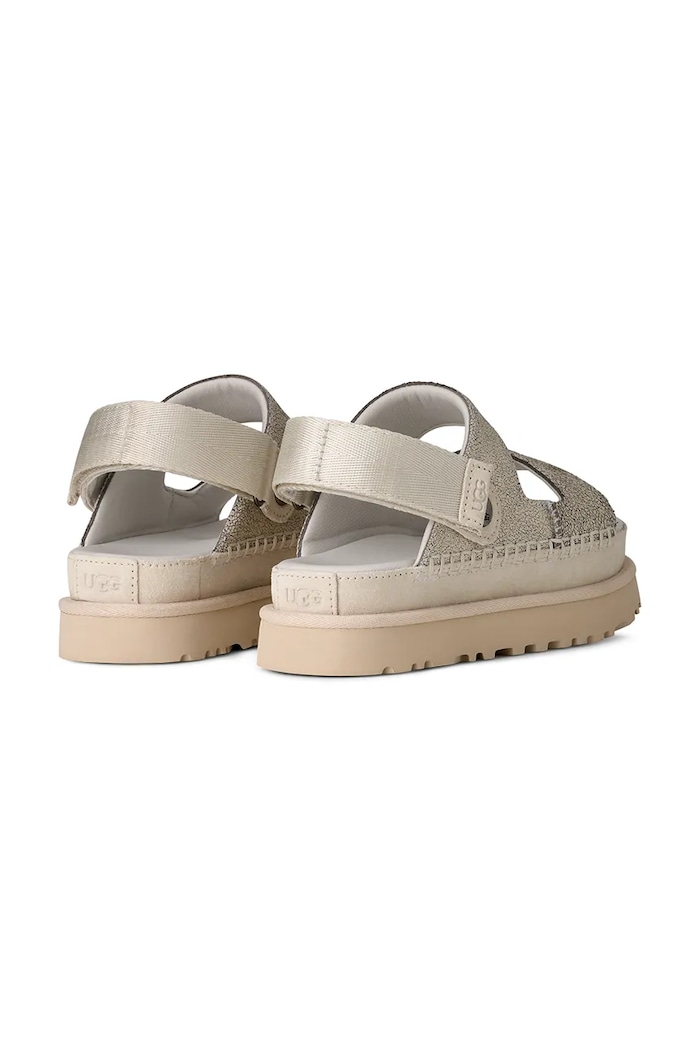 Încălțăminte UGG slapi de piele W Goldenstar Crackle Glide 1177852.CRCK bej